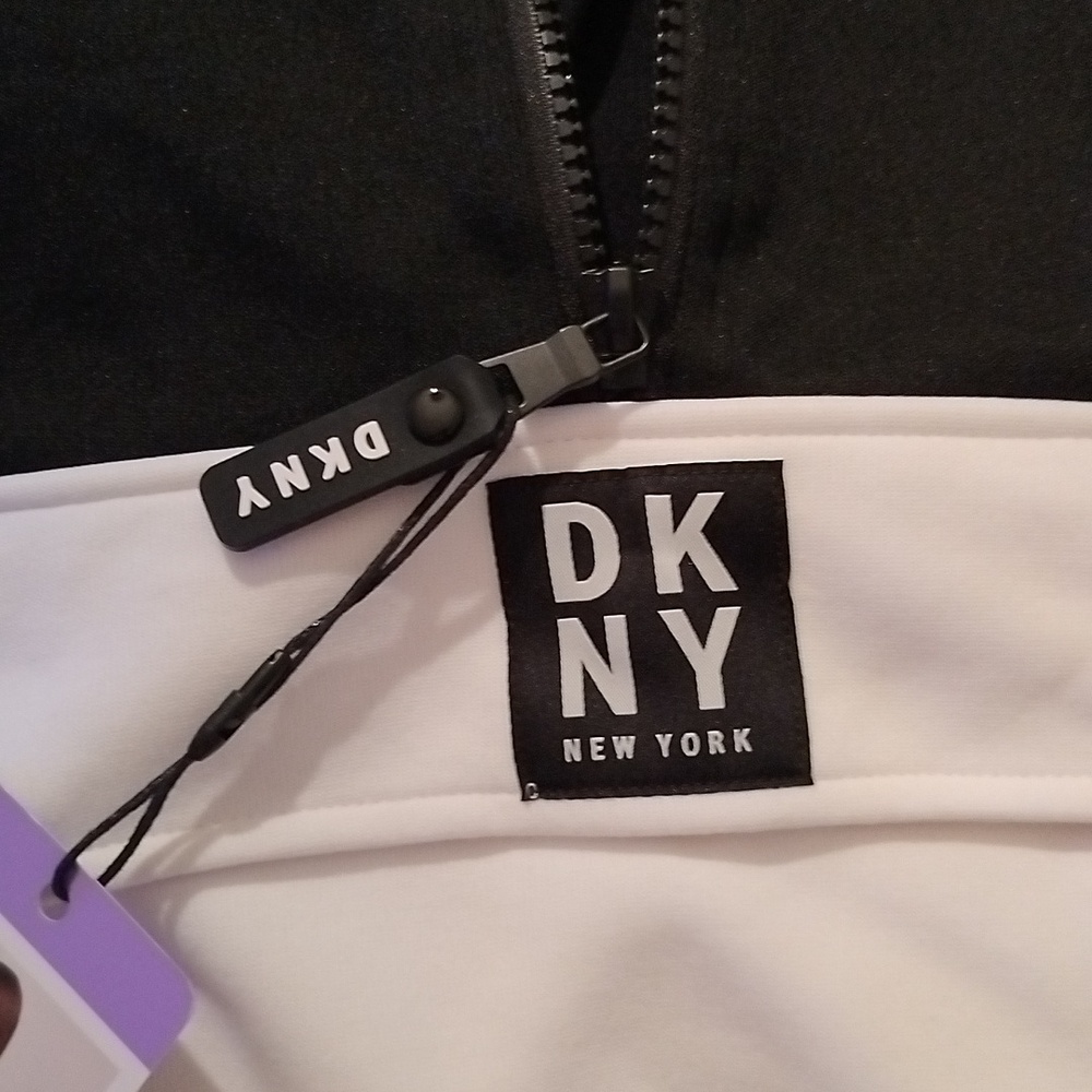 NWT DKNY Black, Blue and White Colorblock Half-Zip Pullover - XS - Picture 3 of 7
